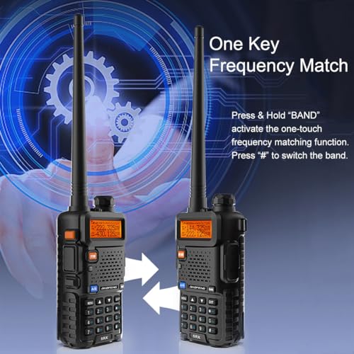BAOFENG 5RX Walkie Talkies Long Range Multi-Band Two Way Radio Handheld Ham Radio Amateur, Airband, DTMF, One Key Frequency Match (Black, 2 Pack) - Image 5