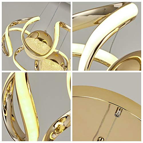 Chandelier LED 3 branches dimmable en spirale de fer forgé pour salon moderne