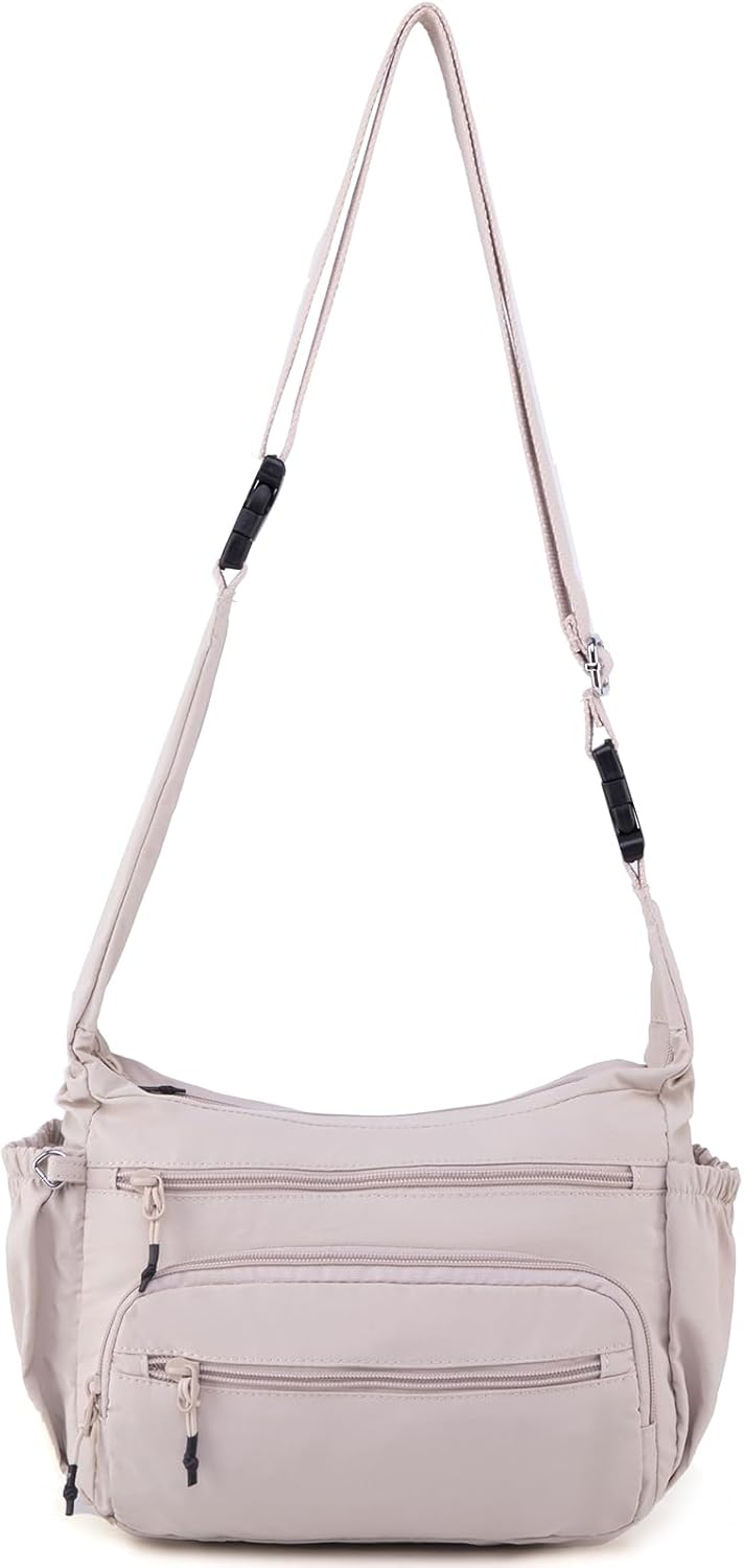 Trendy Nylon Crossbody Bags for Women,Multi-Pocket Shoulder Handbag Lightweight Sling Hobo Bag Roomy Travel Crossbody Purses