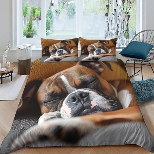 Parure de lit chiot Boxer 3D housse de couette single - 4