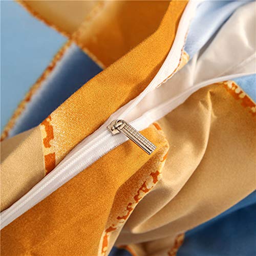 Suncloris Phnom Penh Geometry Polyester Duvet Cover Sets Teal Blue Gold Diamond Plaid Bedding Quilt Cover With Pillowcases For Kids Teen Adult Bedspread Cover (Blue Gold, King) #TOP6