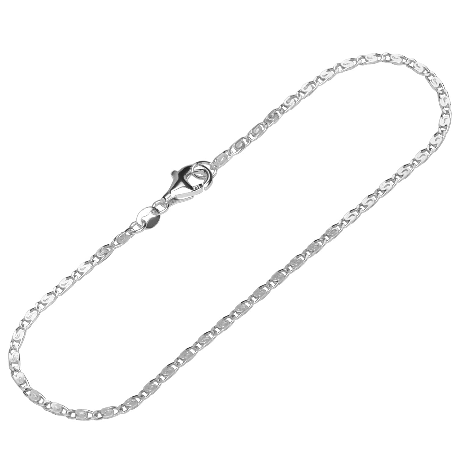NKlaus pulsera de plata de ley 925 19cm S curb chain diamond plated men bracelet chain 12537