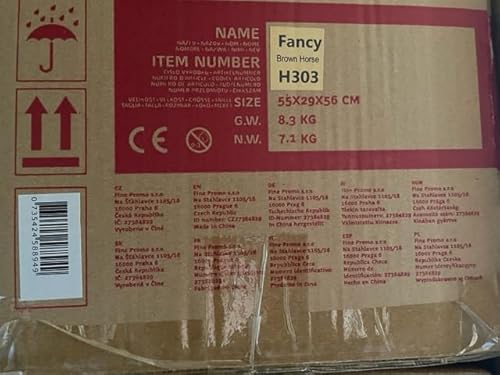 PONNIE Reitpferd mit Rollen Fancy S (3-6 Jahre), Spielpferd zum Reiten mit Abnehmbarer Braun Sattel und Halfter mit Zaumzeug, Kämmbare Mähne und Schwanz, Plüschpferd zum Reiten für Kinder