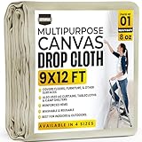 Utopia Drop Cloth for Painting (9x12 ft, 1 Pack) Washable and Reusable Drop Cloth for Painting, Furniture & Floor Protection Highly Absorbent Paint Cover - Thick Canvas Tarp for Outdoor and Indoor Use