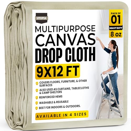 Utopia Washable Canvas Drop Cloth (9x12 ft)