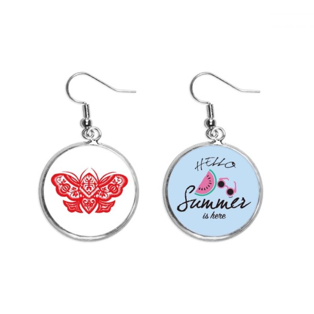 Pendientes de sandía estilo corte de papel rojo chino tradicional para lóbulo 5