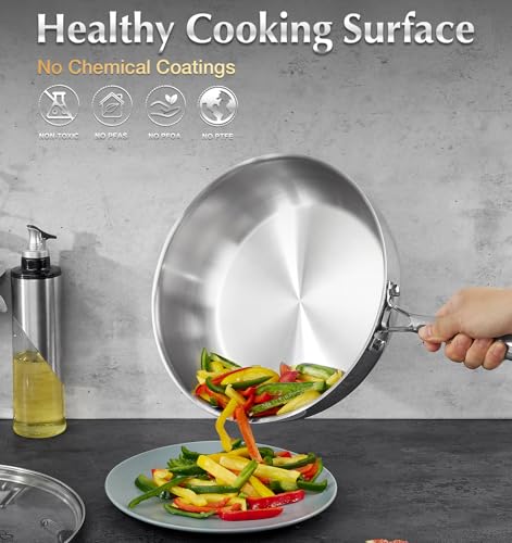 Image of KOCH SYSTEME CS Tri-Ply Stainless Steel Cookware Set 10 Piece, Professional 18 /10 Stianless Steel Pots and Pans Set, Oven & Induction Safe, Non-Toxic Kitchen Cookware Set for Family Cooking, 10pcs