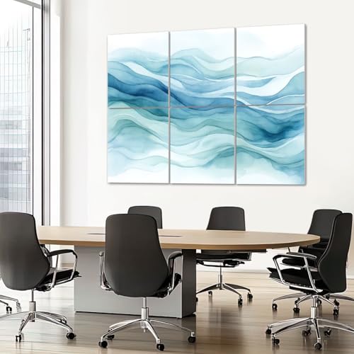 6 Pack Paneles Acústicos de Arte Absorbentes de Sonido con Diseño de Olas Oceanicas en Degradado, Decorativos Autoadhesivos para Estudios de Grabación y Oficina 72"x48" miniatura 7