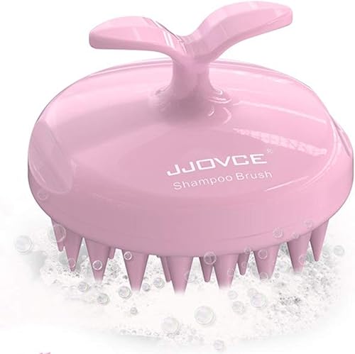 Cepillo de champú masajeador de cuero cabelludo, cepillo de champú cómodo para todo tipo de cabello (rosa)