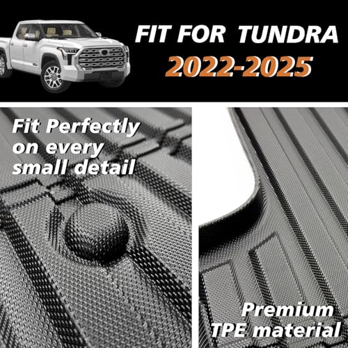 Image of TripleAliners Truck Mat Compatible with 2022-2026 Toyota Tundra CrewMax 5.5FT Accessories, Truck Bed Mat Heavy Duty Custom Fit All Weather Protection TPE Pickup Liner