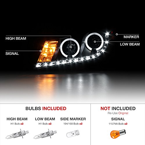 [For 2008-2012 Honda Accord Sedan] Led Halo Ring Black Projector Headlight Headlamp Assembly, Driver & Passenger Side #TOP2