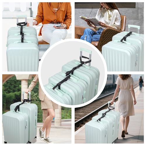 Image of Vigorport Luggage Straps, Metal Luggage Connector Straps for Suitcases, Stretchable Add A Bag Adjustable Attachment Accessories Belts (Black-All Metal Buckle, Large)