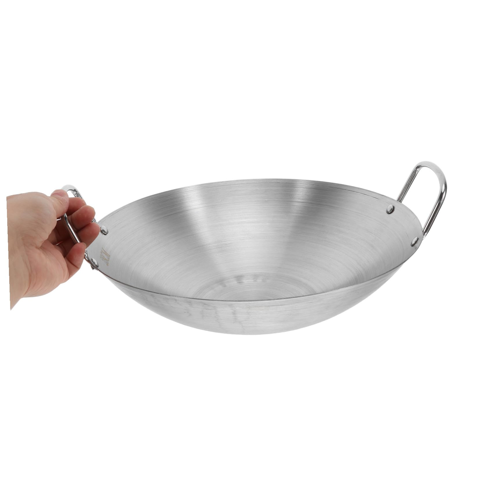 NUOBESTY 28 cm Doppelgriff-Wok-Edelstahl-Wok-Bratpfanne Mit Großer Kapazität Bratpfanne Rundboden-Wok-Mehrzweck-Eintopfpfanne Funktioniert Für Elektrische Gaskochfelder