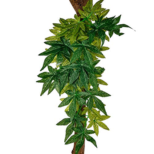 Reptile Branches , Artificial Flowers Accessories For Habitat Realistic Hanging Suction Cups Sticks For Climbing Silk Leaves Decoration ,Snake Bird Yurtles Gecko Tree Frog reptile vines Tank Decor