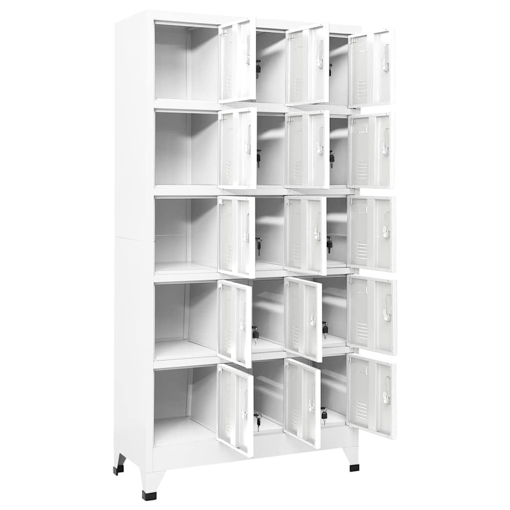 Armadio in metallo con 15 scomparti, 90 x 40 x 180 cm, grigio