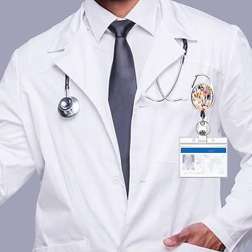 Miniatura 3 de Carrete retráctil resistente con mosquetón para cinturón, llavero, lindo carrete de identificación con nombre para médico, enfermera, paquete de 3