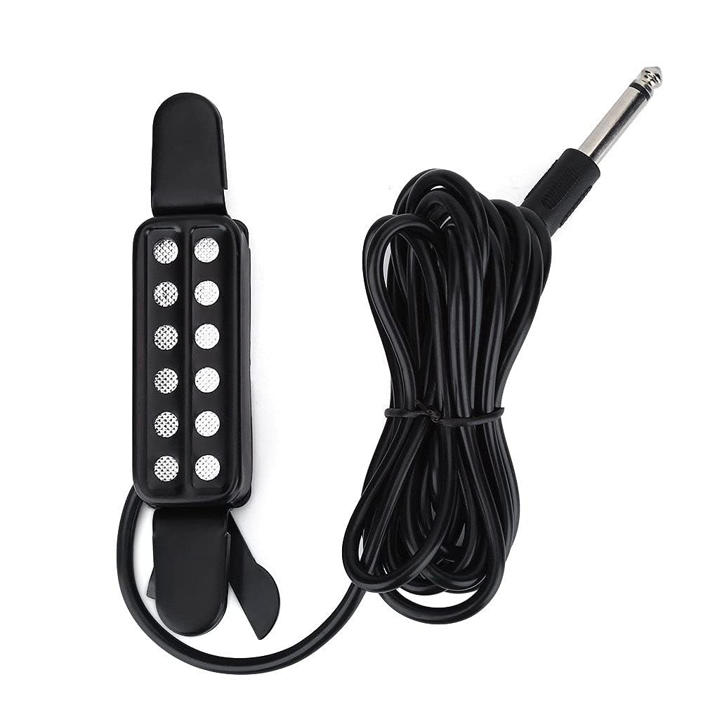 Alomejor Micro Guitare Acoustique,amplifie Son Clair Naturel avec 12 Trous sonores,transducteur Capture magnétique pour Musiciens débutants Professionnels en Studio scène répétition