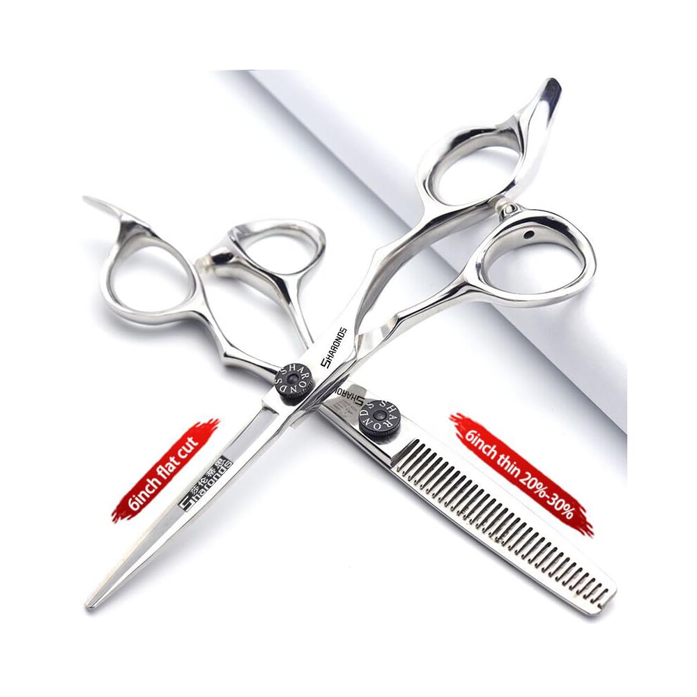 Traje de corte de pelo profesional de 5/5.5/6 pulgadas, cuchilla afilada, fácil de podar, adecuado para peluqueros y peluquerías. (6 pulgadas - 2pc-A)