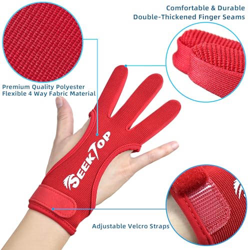 Image of Seektop Archery Gloves Shooting Hunting Leather Three Finger Protector