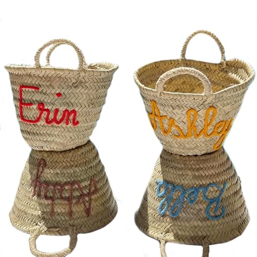Cestas marroquíes personalizadas tejidas mini bolsas de paja miniatura 1