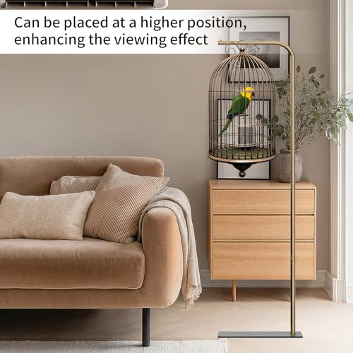 Image of TBTFW 67 Inch High Hanging Bird Cage, Bird Cage Stand, Feeder Stand with Base, Suitable for Hanging Various Types of Birdcages(Weight Limit: Within 35 Pounds)