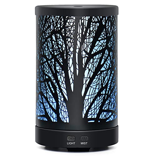 Asakuki Essential Oil Diffuser 100Ml Metal Aromatherapy Oil Diffuser Ultrasonic Cool Mist Diffuser With Waterless Auto Shut-Off Protection,7 Colors Changed Led For Home Office Spa Yoga (Tree) #TOP11