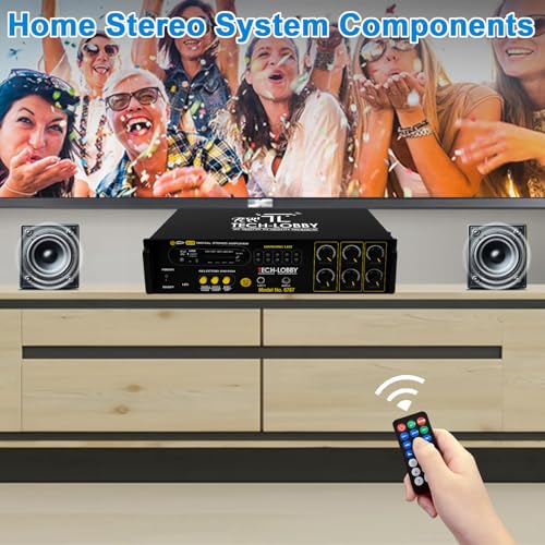 Image of 4 Channel 200 Watt Stereo Amplifier with Big LED Display /Bluetooth /2 MIC Input /USB /SD Card Slot /FM Radio /AUX Input /Remote Control & Built-in Equalizer with Bass, Treble & Balance Control