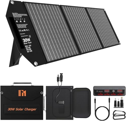 Mesuvida 30W Portable Solar Panel with 5 Ports, 18V MC4 Larger Ou...