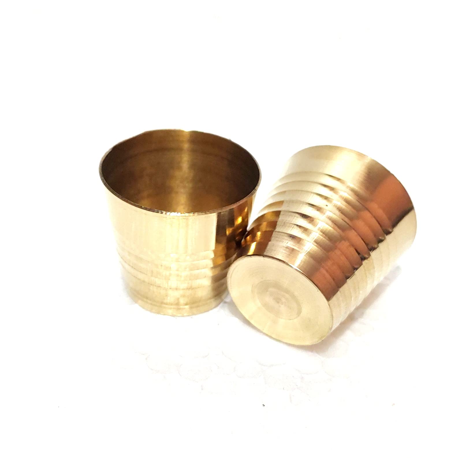 Vimal Nautical 2 Inch Approx Golden Brass Glassy Set Pack of 2 Units Small Cup for Traditional Serving