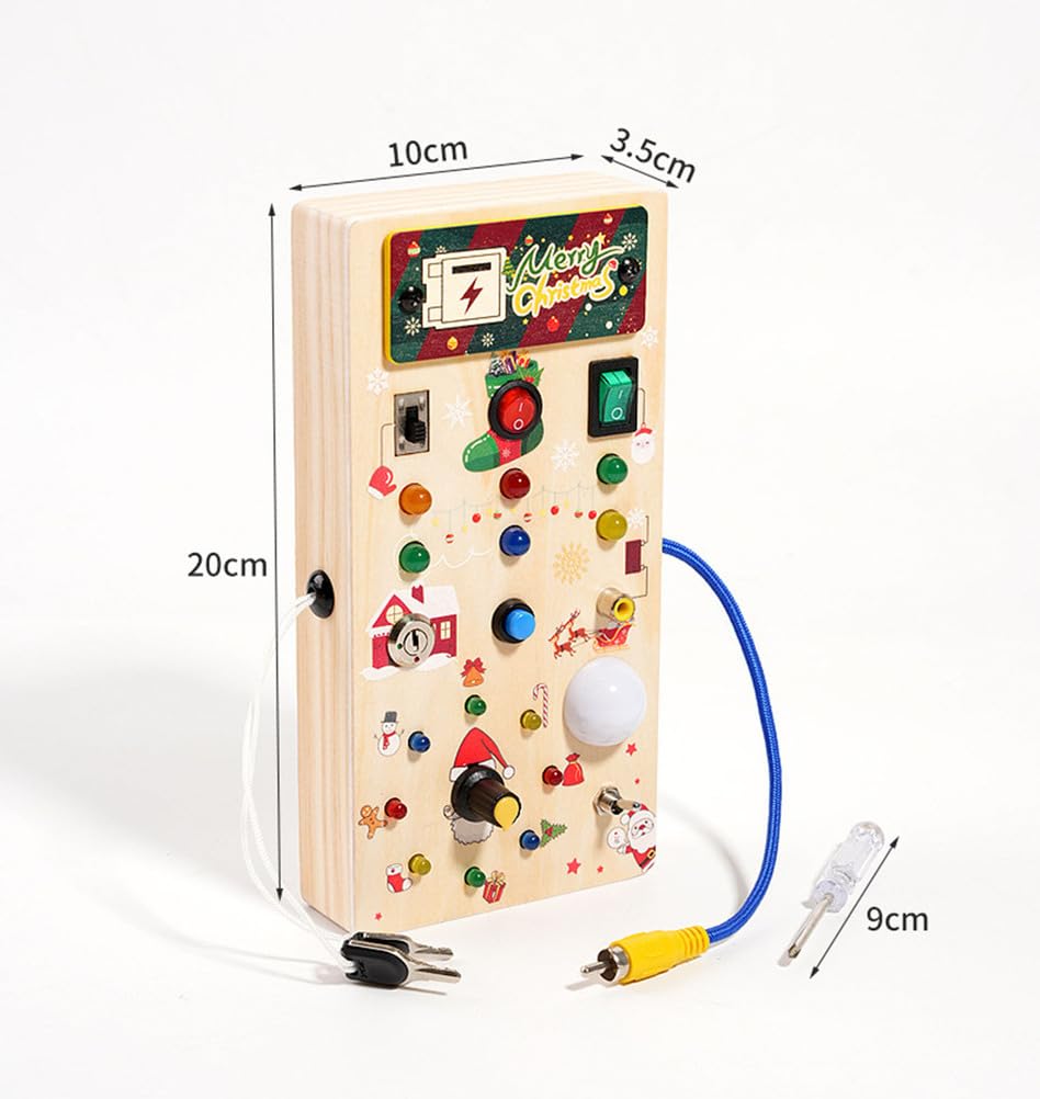 Montessori LED-Licht Beschäftigungsbrett, Holzschalter-Kontroll-Sensorikspielzeug, sensorisches Aktivitätsbrett