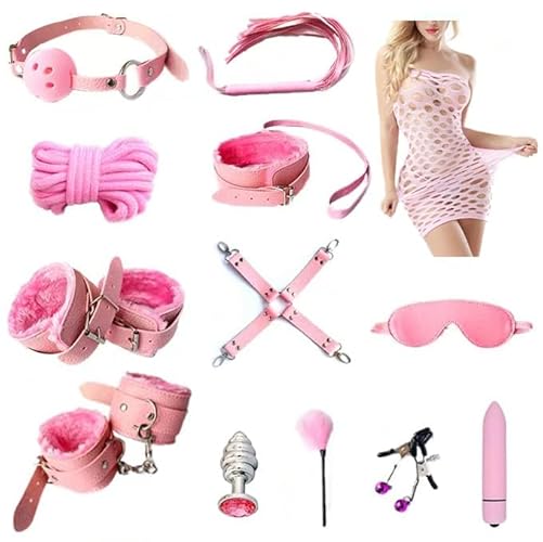 LEQC BDSM Restraints Sex Toys 13pc Bondage Restraints Set Fetish Bed Restraints Kits for Beginners,Gang Ball Play, Vibrators Massagers, Bondage kit for Couples Sex