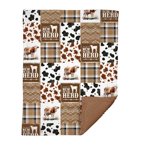 Image of Western Baby Blanket, Cowboy Minky Blankets for Boys Girls, Nursery Room Decor, Soft Warm Lightweight Nursery Bed Blanket for Newborn Toddlers Son Daughter (04)