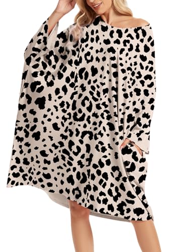 Image of CRIPOM Plus Size Moo Moos for Women Oversized Sleep Shirts for Women Oversized Nightgown with Pocket Fit S-5XL