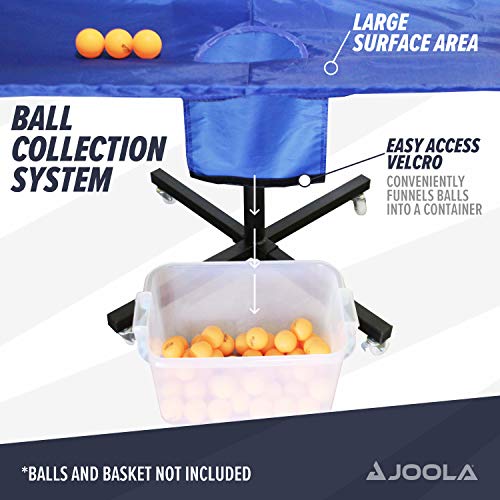 INTT JOOLA Rolling Table Tennis Ball Catch Net - Foldable Ping Pong Practice Net with Wheels, Collection Net for Ping Pong Robots, Serves and Multi-Ball Training,Blue