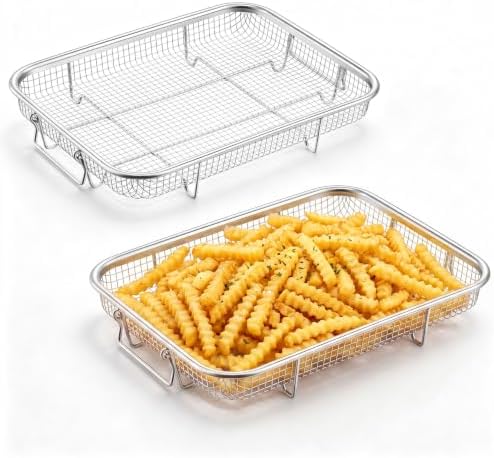 TeamFar 11.8 Inch Air Fryer Basket for Oven, Air Fryer Rack, 2 Pi...