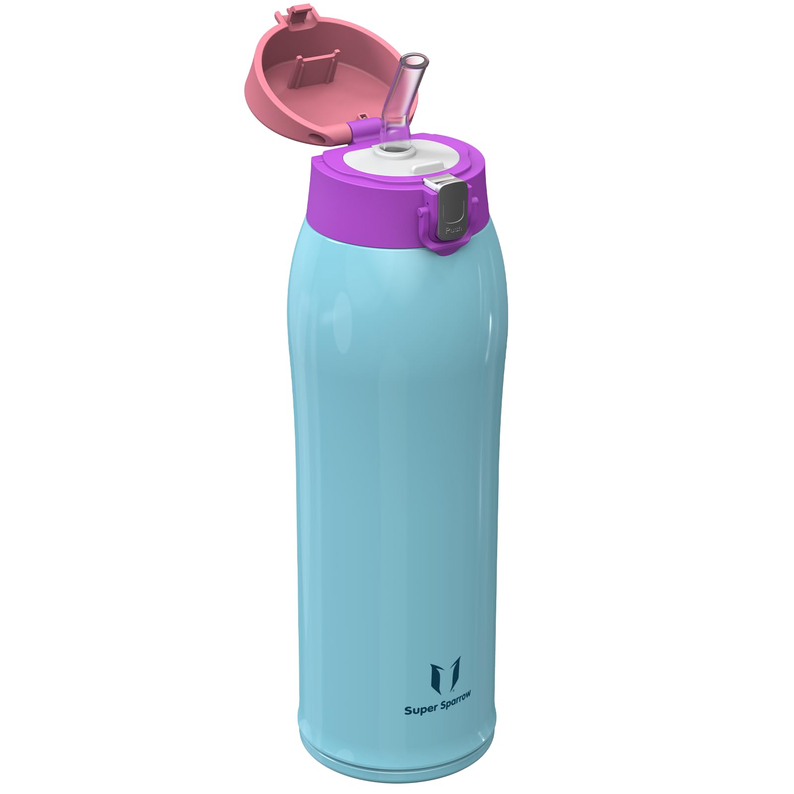 Super Sparrow Borraccia Termica Cannuccia, Borraccia in Acciaio Inox - 350ml, 500ml, 750ml, 950ml - Senza BPA Tazza Borracce Termiche, Bottiglia Termica per Bambini, Scuola, Sportiva