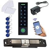 MENGQI-CONTROL WiFi Remote Add Delete User Biometric Fingerprint RFID Password Access Control Systems +Push bar Lock +Cards and Key Fobs keypad Reader 110V-240V Power Adapter