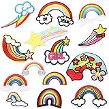 Choco Mocha 14PCS Rainbow Patch Girls Iron On Rainbow Patches for Clothing Small Sew On Embroidered...