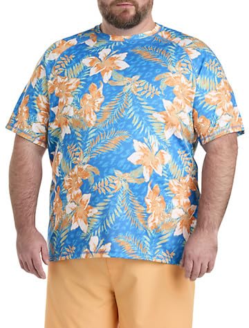 Harbor Bay by DXL Men's Big and Tall Floral Print Swim Shirt