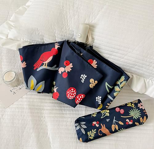 Image of House of Quirk 3-Fold Travel Umbrella - Auto Open /Close Ultra Light and Small Mini Umbrella with Carrying Pouch
