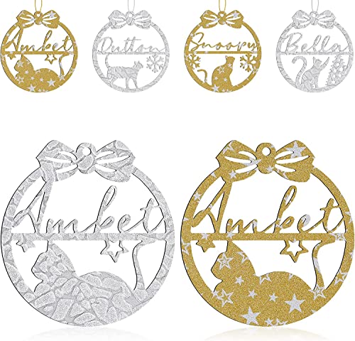 Boule de Noël décorative en bois découpée au laser avec nom Ornement, décorations de Noël personnalisées avec le nom de votre animal de compagnie pour décoration de sapin de Noël Cover