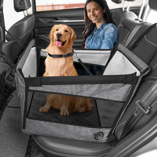 Large Dog Car Seats for Small Medium Dogs Portable Pet Booster Cat Back Seat Extender Waterproof Dog Hammock for Car wth Breathable Mesh Window for SUV Truck