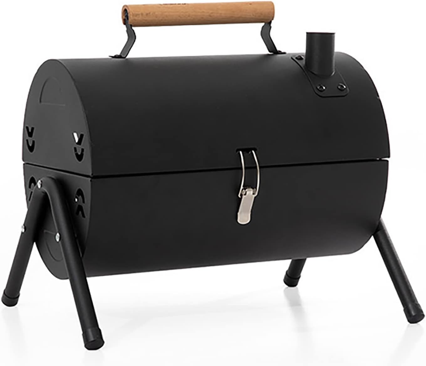 VOL Adjustable Portable Charcoal Grill Multi-functional Metal Small BBQ Smoker for Outdoor Hiking Picnic (Black)