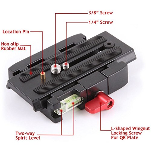 Image of SHOPEE Universal Quick Release Camera Adapter Mount System with Slide Plate with 1 /4 inch and 3 /8 inch Screws for Benro, Manfrotto & Other Professional Tripods (Quick Release Plate)