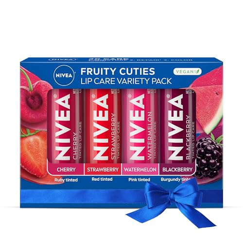 NIVEA Lip Care, Fruity Tinted Lip Balm Variety Pack, Holiday