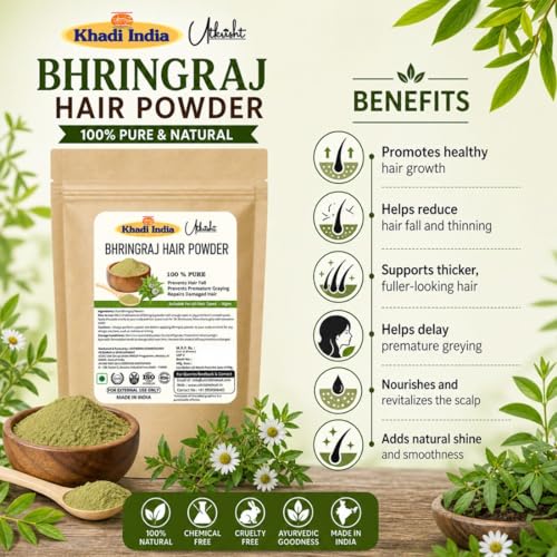 Image of Khadi Utkrisht Amla Bhringraj Rosemary Shikakai Reetha Hair Powder with Aloe Vera Gel | Natural Herbal Hair Care for Hair Growth, Scalp Nourishment & Hair Strengthening - 300GM (Pack of 6)