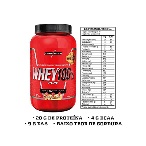 Integralmédica - Whey Protein Concentrado Cookies and Cream 100% Pure - 21g de Proteína por Scoop, Suplementação Alimentar Pós-Treino, Fórmula Enriquecida com BCAAs - Pote 900g