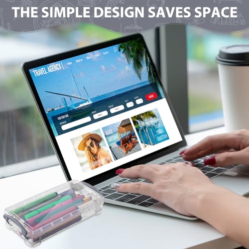 Image of Gueevin 24 Pcs Large Capacity Plastic Pencil Box Clear Plastic Pencil Case Crayon Box with Snap Tight Lid Watercolor Pen Storage Brush Organizer Drawing Tools Container (Gray)
