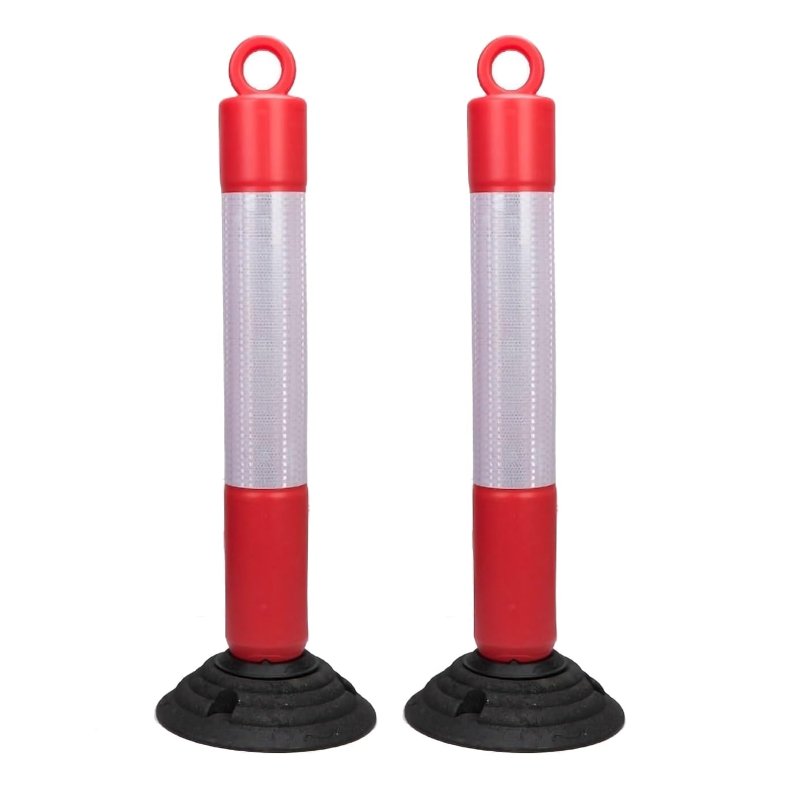 Paletto di segnalazione flessibile per la sicurezza stradale con base, per delimitare parcheggi in aree sensibili al traffico, colore rosso (2 pezzi)