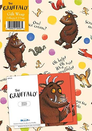 Gruffalo The Gift Wrapping Paper 2 Sheets and 2 Tags, Childrens Presents Gift Wrap, Climate Pledge Friendly Gift Wrap, Recyclable Gift Wrap, Officially Licensed Gift Wrap, Multi